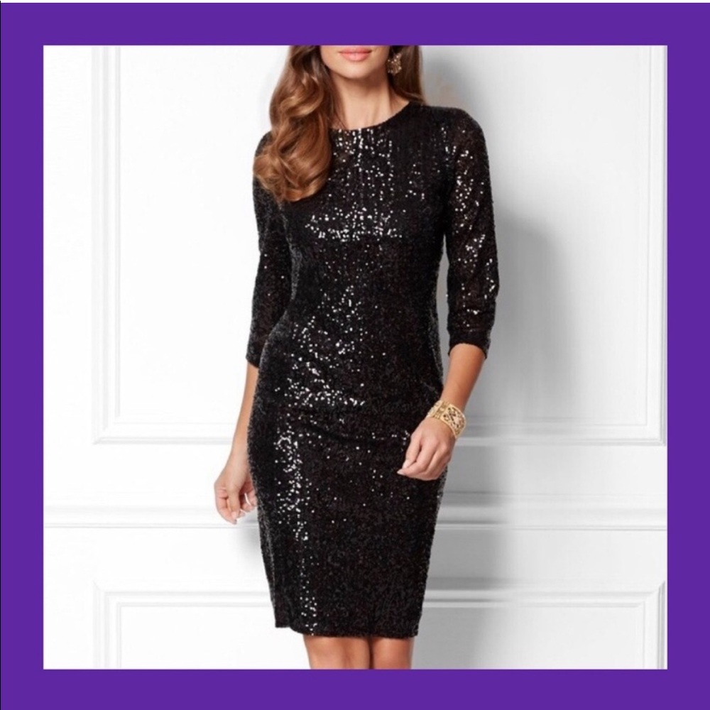 NWT Eva Mendes for New York & Company Black Sequin Cocktail Dress 18